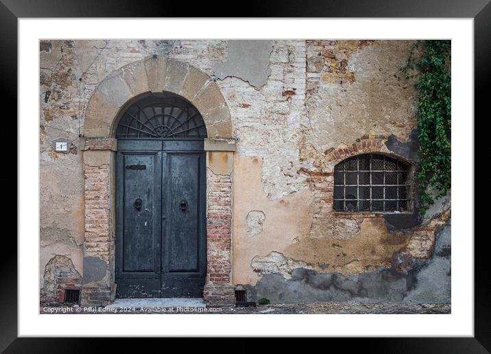 Stately aged door in Tuscany Framed Mounted Print by Paul Edney