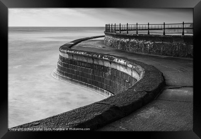 Scarborough South Bay smooth sea at the walll, Yor Framed Print by Paul Edney
