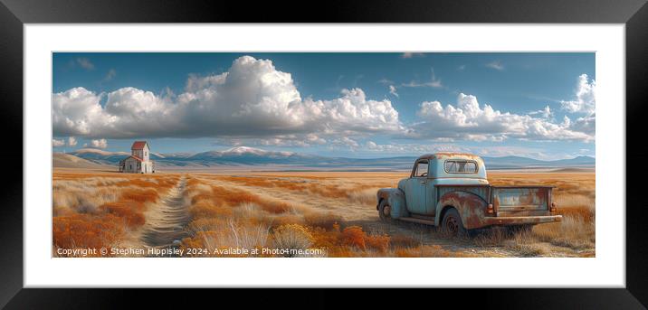 A weather beaten vintage truck in the American Midwest Framed Mounted Print by Stephen Hippisley