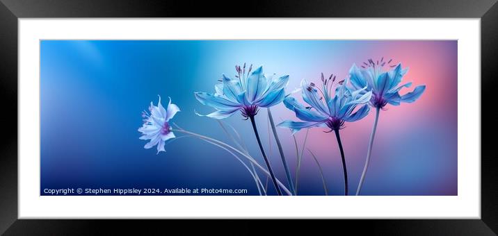 A group of Pale blue Monarda flowers. Framed Mounted Print by Stephen Hippisley