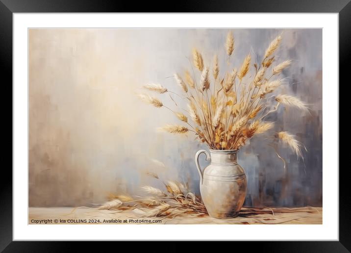 Vase and Plant painting Framed Mounted Print by Kia Collins