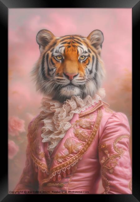 Pink Tiger Portrait Framed Print by Kia Collins