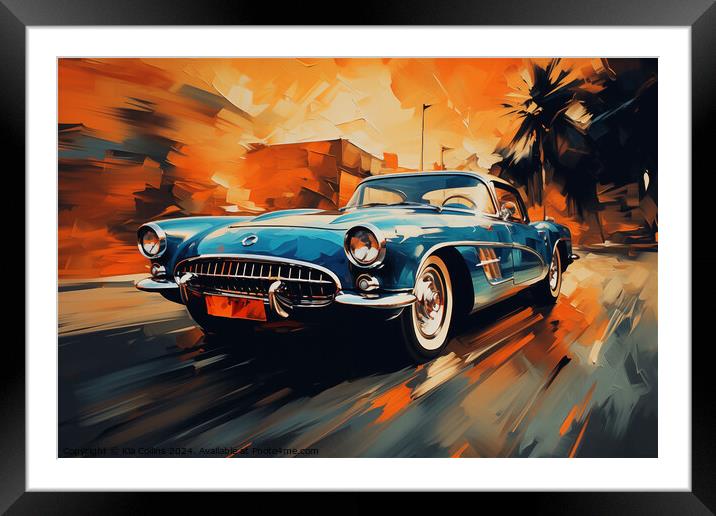 Blue Corvette Framed Mounted Print by Kia Collins