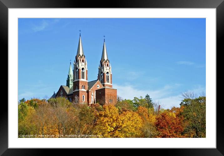Church high on a hill three towers Framed Mounted Print by Pete Klinger