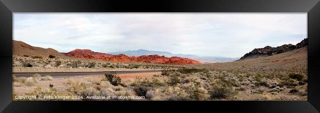 Valley of Fire Entrance Approach Wide Framed Print by Pete Klinger