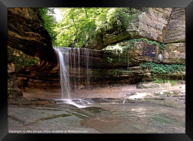 Scenic View Waterfall La Salle Canyon Starved Rock IL Framed Print by Pete Klinger