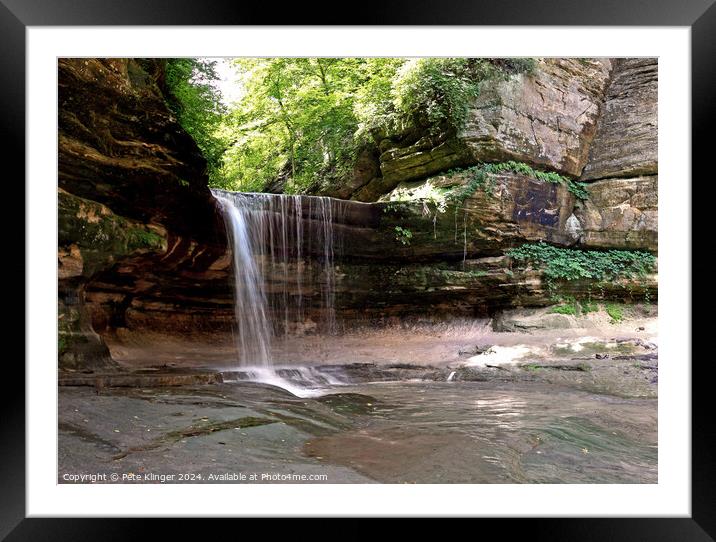 Scenic View Waterfall La Salle Canyon Starved Rock IL Framed Mounted Print by Pete Klinger
