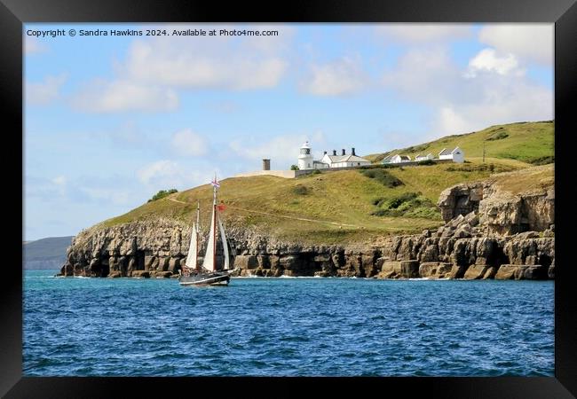 Tall ship passing Anvil Point  Framed Print by Sandra  Hawkins 