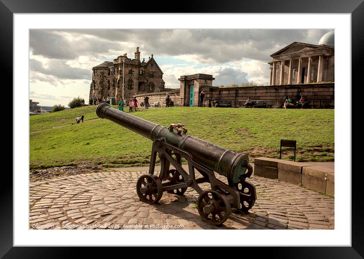 Portuguese cannon on Calton hill Framed Mounted Print by Stephen Chadbond