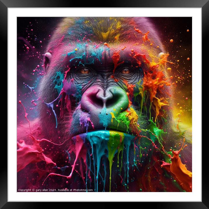 Gorilla Framed Mounted Print by gary allan