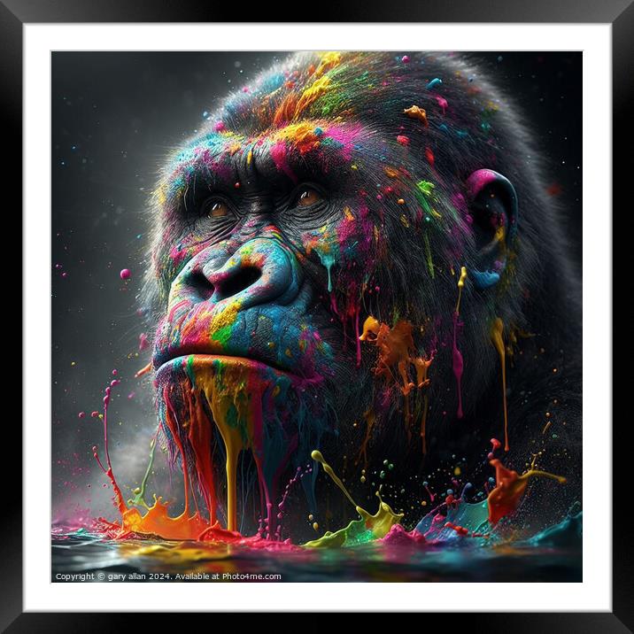 Gorilla Framed Mounted Print by gary allan