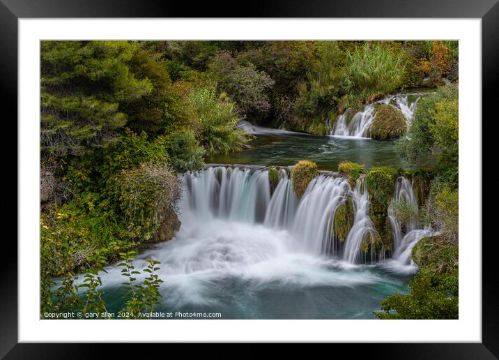 Krka Waterfall Framed Mounted Print by gary allan