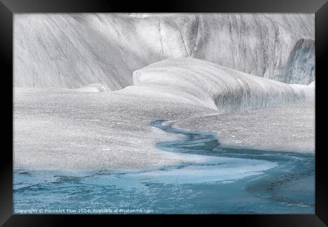 Mendenhall Glacier Ice Formations with Melting Pools Framed Print by FocusArt Flow