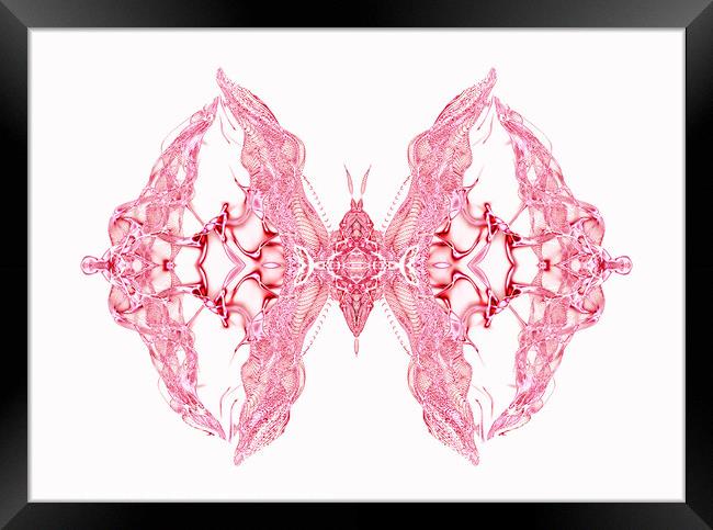 Butterfly Series: Intricate Pink Lace Butterfly Framed Print by FocusArt Flow