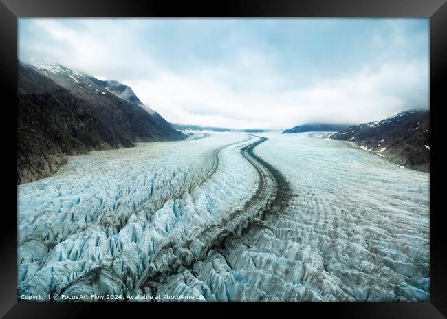 Mendenhall Glacier Aerial Perspective Framed Print by FocusArt Flow