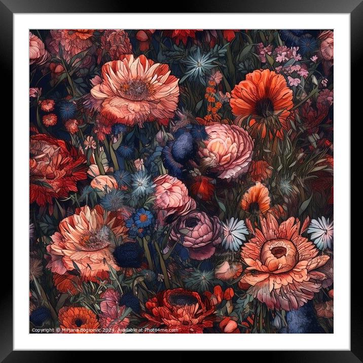 Beautiful elegant flower seamless pattern Framed Mounted Print by Mirjana Bogicevic