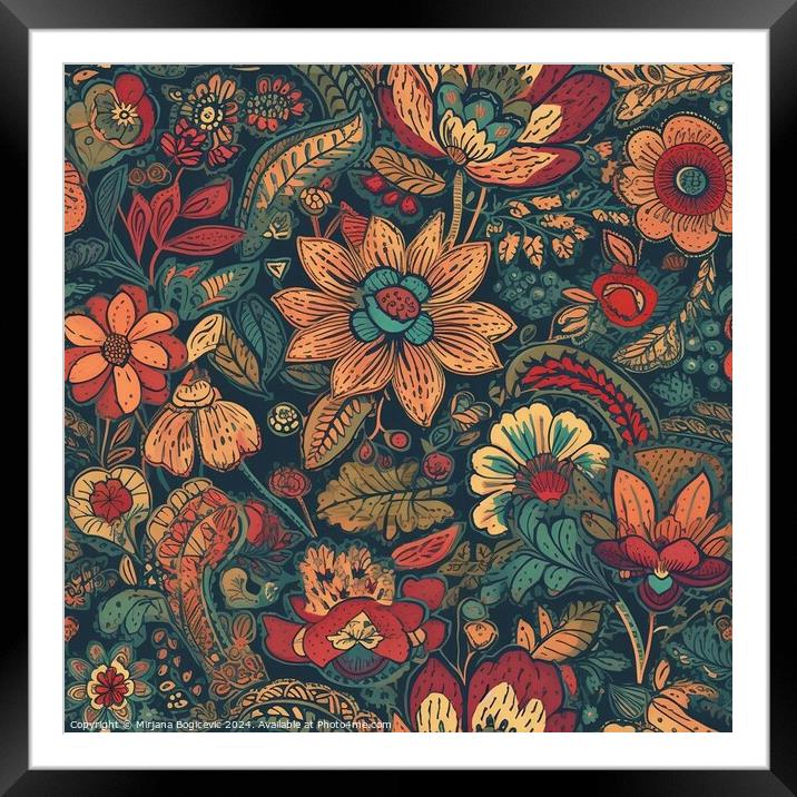 Beautiful bohemian flower seamless pattern Framed Mounted Print by Mirjana Bogicevic