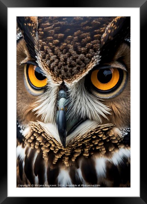 Owl closeup Framed Mounted Print by Mirjana Bogicevic