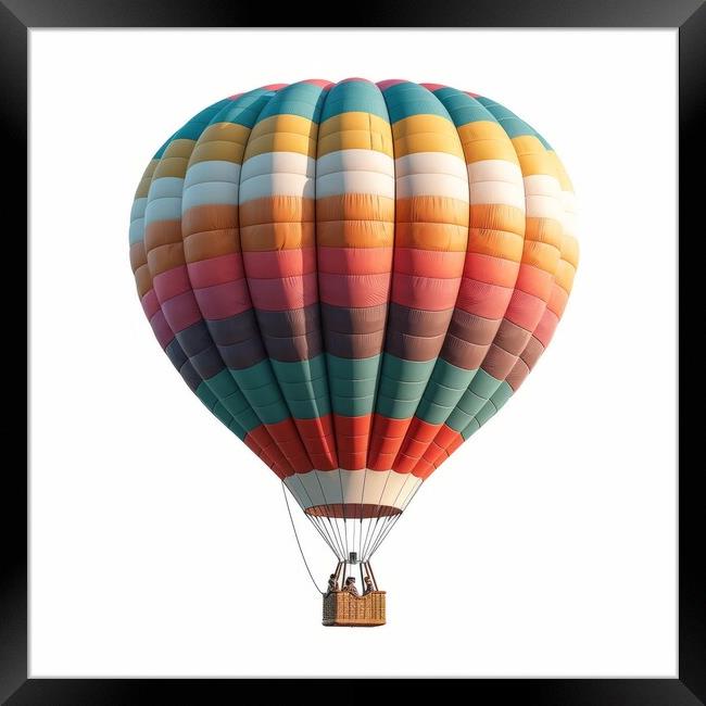 Vibrant Patchwork Hot Air Balloon Soaring Serenely Framed Print by Mirjana Bogicevic