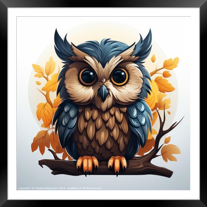 Owl on white background Framed Mounted Print by Mirjana Bogicevic