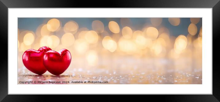 Enchanted Evening Hearts Illuminated by Glistening Twilight Framed Mounted Print by Mirjana Bogicevic