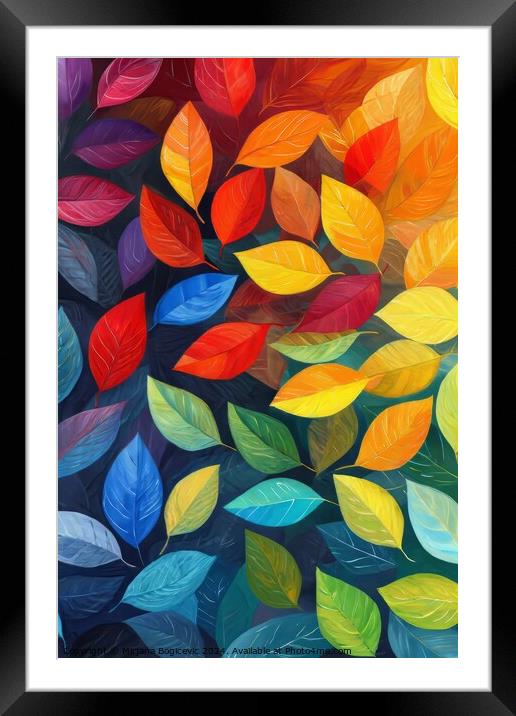 Vibrant Mosaic of Multicolored Autumn Leaves Framed Mounted Print by Mirjana Bogicevic