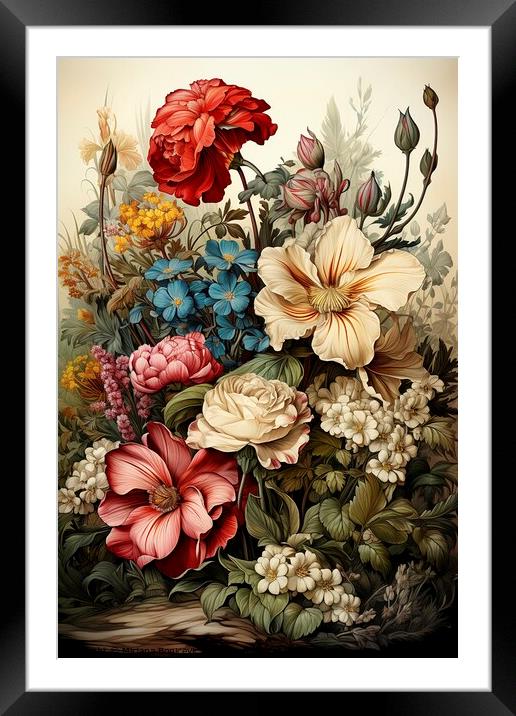 Floral vintage paper Framed Mounted Print by Mirjana Bogicevic