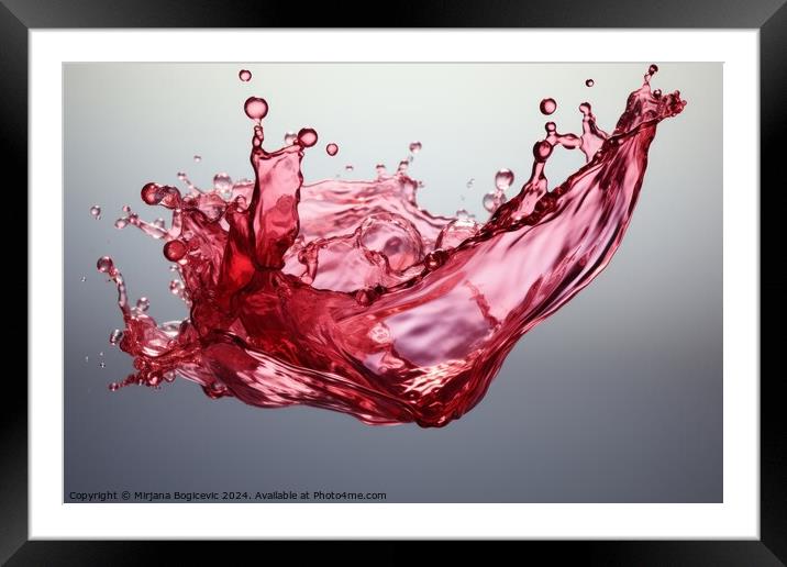 Red wine splashing out of it Framed Mounted Print by Mirjana Bogicevic