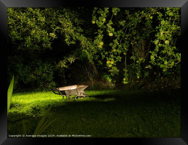 Wheelbarrow by night Framed Print by Average Images