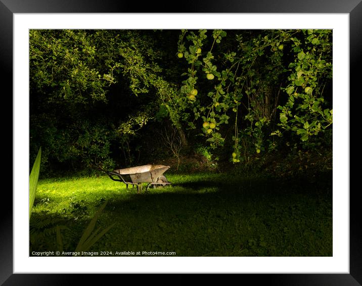 Wheelbarrow by night Framed Mounted Print by Average Images