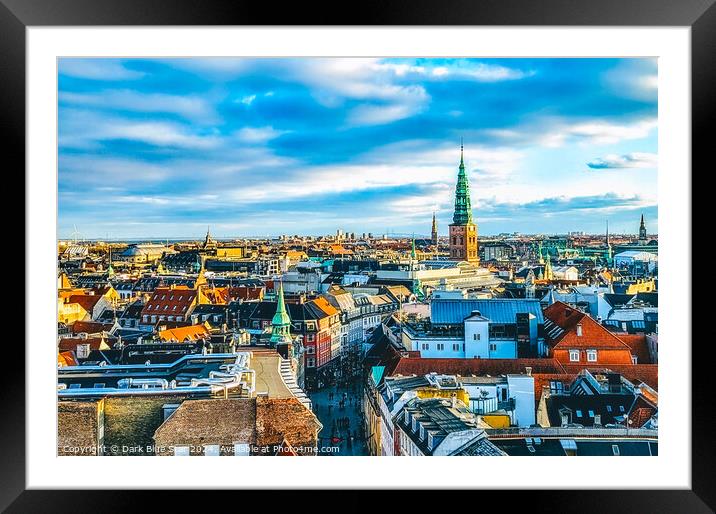 The Skyline of Copenhagen Framed Mounted Print by Dark Blue Star