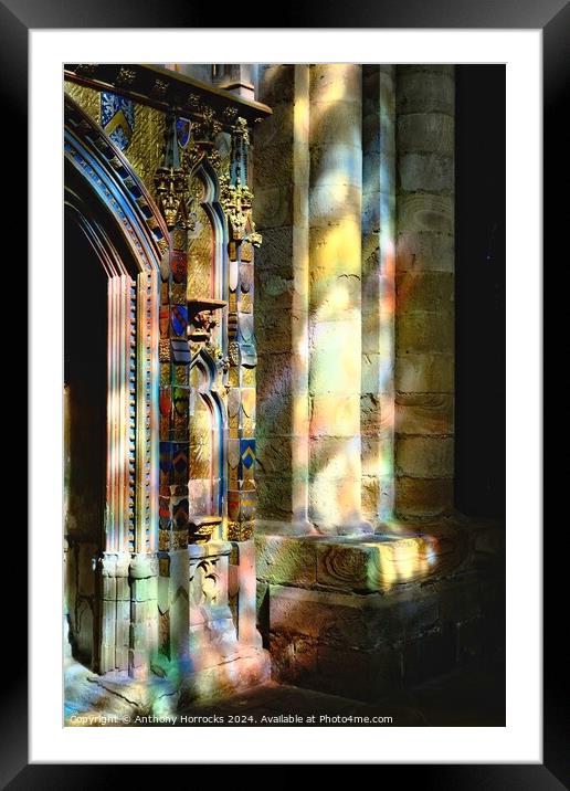 Durham Cathedral, Sunlight through Stained Glass Window Framed Mounted Print by Anthony Horrocks