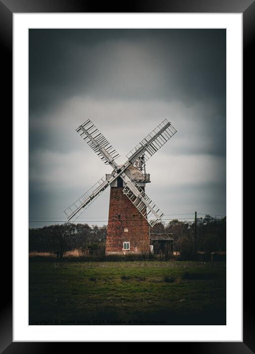 Horsey windpump Framed Mounted Print by Steven Kirsop