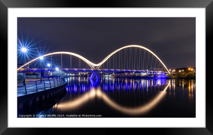 Stockton Infinity Bridge at night Framed Mounted Print by Edward Bilcliffe