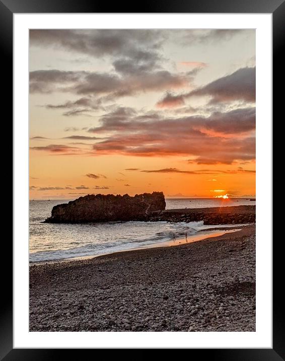 Beach view of setting sun Framed Mounted Print by Robert Galvin-Oliphant