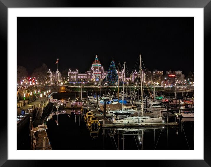 Victoria BC parliament building and marina  Framed Mounted Print by Robert Galvin-Oliphant