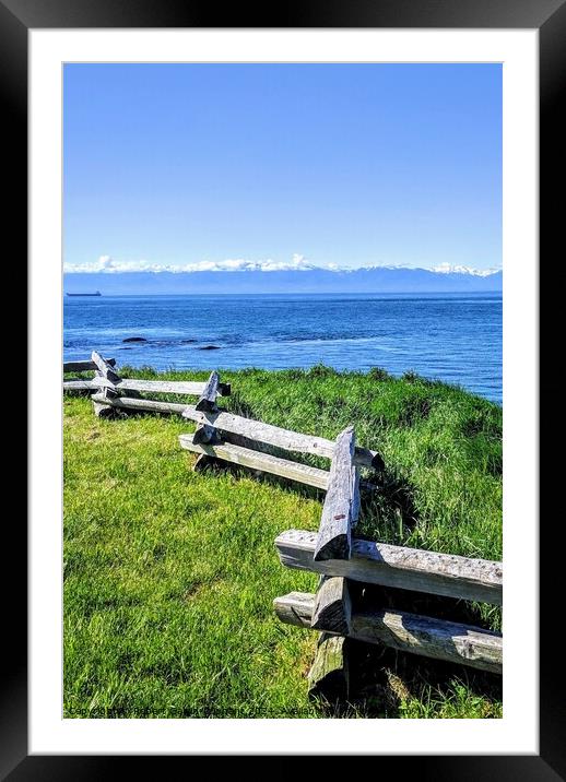 Wooden fence by the Pacific Ocean  Framed Mounted Print by Robert Galvin-Oliphant
