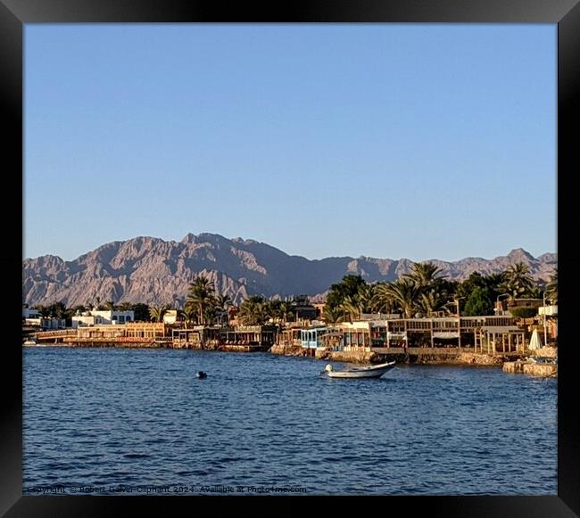 View of Dahab from the sea Framed Print by Robert Galvin-Oliphant