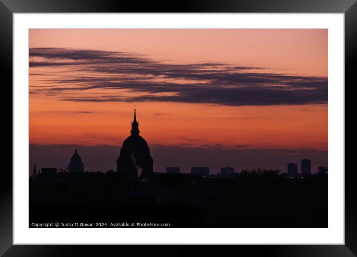 Sunset sunrise in Paris, France Framed Mounted Print by Justo II Gayad