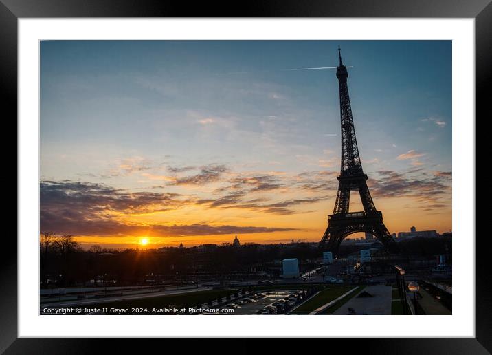 Sunrise Eiffel tower Paris, France Framed Mounted Print by Justo II Gayad