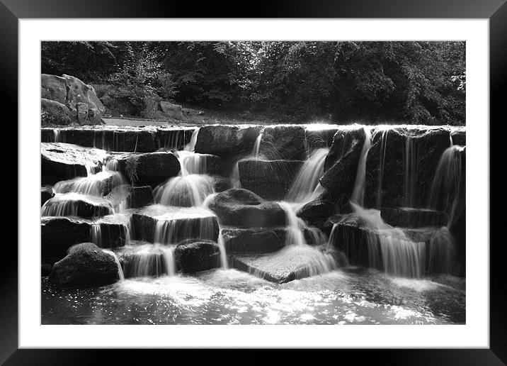 Waterfall BW Framed Mounted Print by Paulo Soares