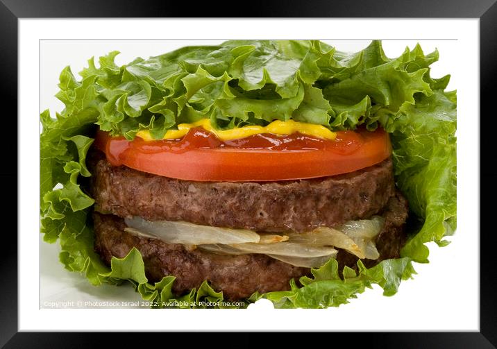 Double Burger in lettuce Framed Mounted Print by PhotoStock Israel