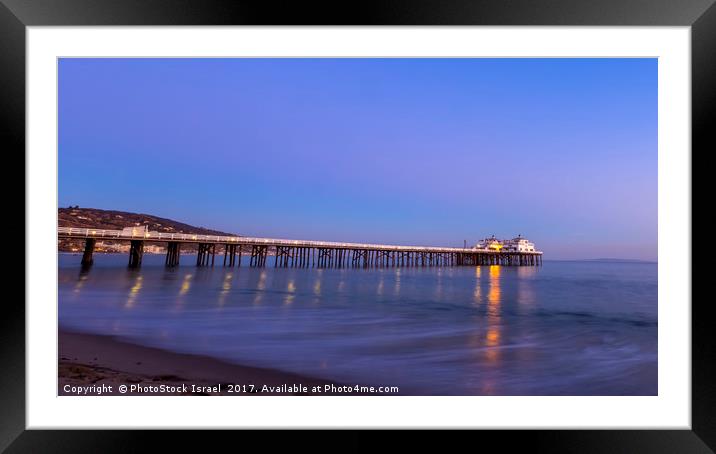 Sunset at Malibu Pier, California Framed Mounted Print by PhotoStock Israel