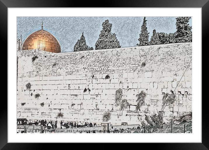 wailing wall and dome of the Rock Framed Mounted Print by PhotoStock Israel