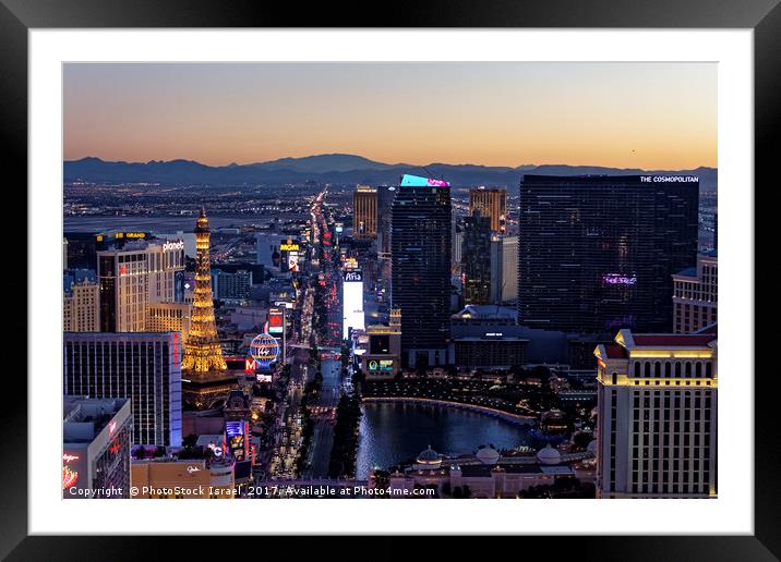 the Strip at night, Las Vegas Framed Mounted Print by PhotoStock Israel