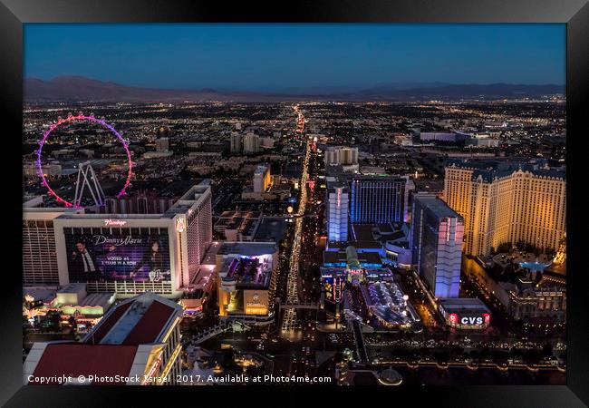 the Strip at night, Las Vegas Framed Print by PhotoStock Israel