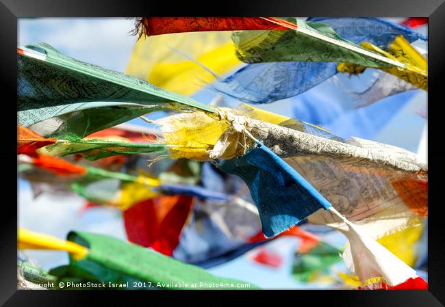Buddhist prayer flags Framed Print by PhotoStock Israel