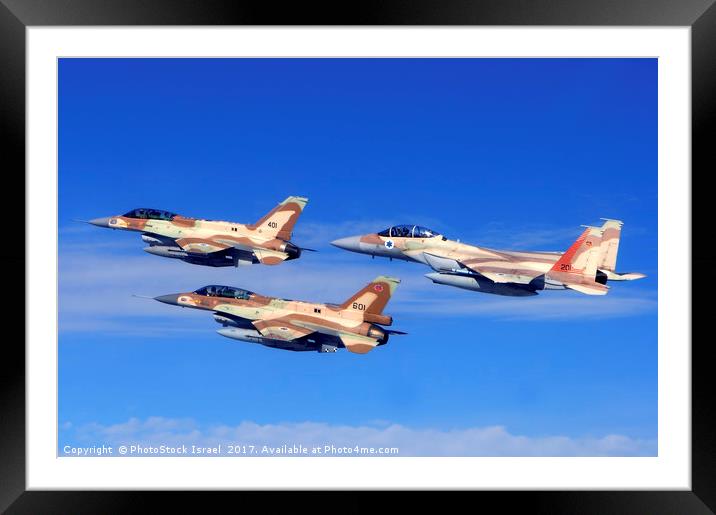 2 F-16 and one F-15 IAF fighter jets Framed Mounted Print by PhotoStock Israel