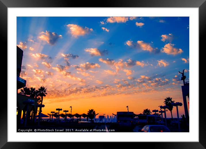 Mediterranean sun set Framed Mounted Print by PhotoStock Israel