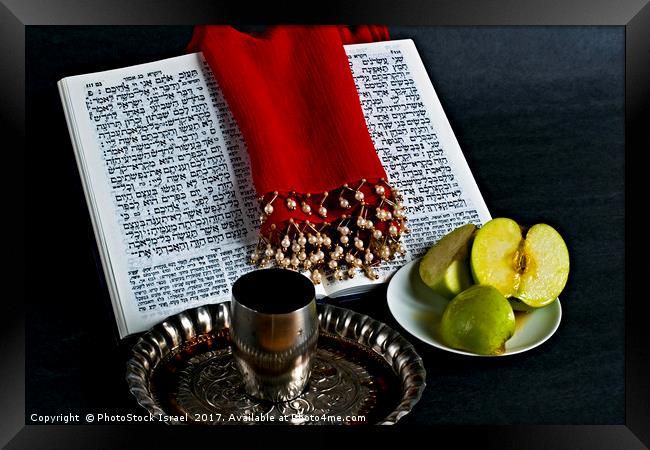 Prayer book, Apple Honey, goblet Framed Print by PhotoStock Israel